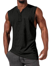 Load image into Gallery viewer, Men's Henley Basic Sleeveless T-Shirt