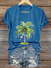 Load image into Gallery viewer, Women's Christmas Palm Tree Print T-Shirt