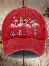 Load image into Gallery viewer, Unisex Distressed Washed Cotton Christmas Flamingo Hot Spot Hat