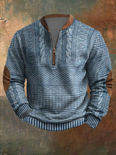 Load image into Gallery viewer, Men's Vintage Knit Print Zip-Up Sweatshirt