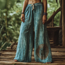 Load image into Gallery viewer, Bohemian Holiday Style Retro Linen Floral Ethnic Totem Print Casual Pants