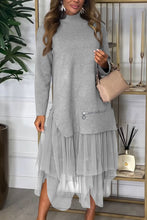 Load image into Gallery viewer, Women's Casual Solid Color Mesh Patchwork Dress