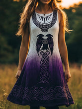 Load image into Gallery viewer, Mystical Viking Raven Embroidered Linen Tank Dress