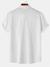 Load image into Gallery viewer, Men's Cotton And Linen High Quality Striped Pocket Short Sleeve Shirt