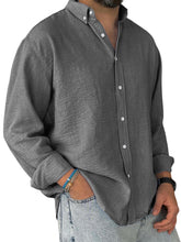 Load image into Gallery viewer, Men's Casual Simple Cotton Lapel Long-Sleeved Shirt