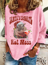 Load image into Gallery viewer, Women's Christmas Hippo Cocktail T-Shirt