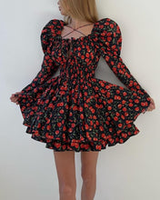 Load image into Gallery viewer, Elegant Lace-Up Print Mini Dress