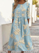 Load image into Gallery viewer, Women's Casual Round Neck Half Sleeve Contrast Print Dress
