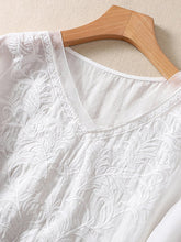Load image into Gallery viewer, Mesh Embroidery V-Neck Loose Casual Shirt