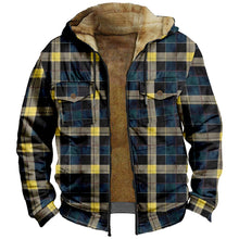 Load image into Gallery viewer, Vintage Plaid Print Pocket Fleece Hoodie Jacket