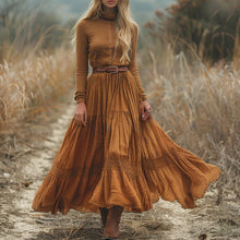 Load image into Gallery viewer, Women's Vintage Country Pastoral Linen Style Long-sleeve Maxi Long Dress