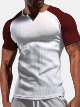 Load image into Gallery viewer, Men's Waffle Solid Color Raglan Short Sleeve T-shirt