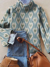 Load image into Gallery viewer, Women's Vintage Love Art Print Knit Turtleneck Pullover Sweater