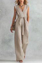 Load image into Gallery viewer, V-Neck Lace-Up Jumpsuit