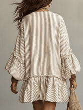 Load image into Gallery viewer, Sand Stripe Ruffled Boho Mini Dress