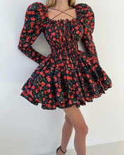 Load image into Gallery viewer, Elegant Lace-Up Print Mini Dress