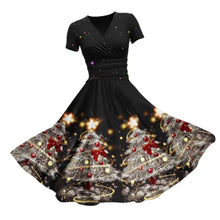 Load image into Gallery viewer, Retro Shining Christmas Tree Print Maxi Dress