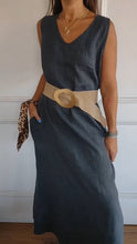 Load image into Gallery viewer, V-neck Belted Waist Dress