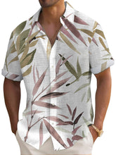 Load image into Gallery viewer, Men's Hawaiian Ink Bamboo Leaf Print Short Sleeve Shirt