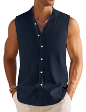 Load image into Gallery viewer, Men's Simple Imitation Linen Solid Color Comfortable Sleeveless Shirt