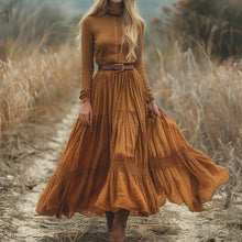 Load image into Gallery viewer, Women's Vintage Country Pastoral Linen Style Long-sleeve Maxi Long Dress