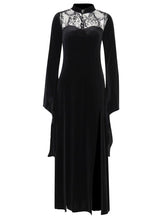 Load image into Gallery viewer, Women&#39;s Halloween Witch Lace Hollow Stitching Velvet Dress