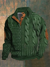 Load image into Gallery viewer, Men's Casual Retro Print Stand Collar Button Sweatshirt