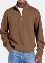 Load image into Gallery viewer, Men's Autumn Simple Vertical Strip Comfortable Zipper Long-sleeved Polo Shirt