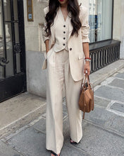 Load image into Gallery viewer, Casual Stripe Vest And Blazer Three-Piece Set