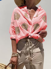 Load image into Gallery viewer, Casual embroidered cotton and linen shirt top