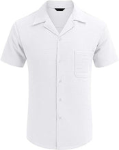 Load image into Gallery viewer, Men's Cuban Collar Pocket Waffle Basic Simple Everyday Casual Shirt