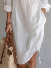 Load image into Gallery viewer, Boho Relaxed Day Quiet Nomad White Midi Dress