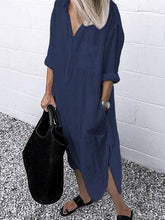 Load image into Gallery viewer, Women&#39;s Casual Pure Color Cotton Shirt Dress
