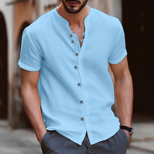 Load image into Gallery viewer, Men's Vintage Button Cotton Linen Short Sleeve Shirt