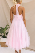 Load image into Gallery viewer, Fairy Vibes Tulle Gathered Detail Halter Maxi Dress