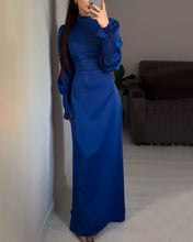 Load image into Gallery viewer, Elegant waisted pleated cuff dress