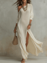 Load image into Gallery viewer, Bohemian One-Shoulder Textured Maxi Dress In Soft Ivory