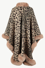 Load image into Gallery viewer, Leopard Print Fashionable Raw Edge Shawl Cape Cardigan