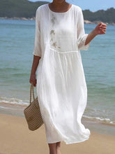 Load image into Gallery viewer, Floral Casual Cotton And Linen Dress