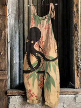 Load image into Gallery viewer, Vintage Japanese Art Octopus Blossom Print Loose Jumpsuit