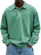 Load image into Gallery viewer, Men's Fashion Retro Washed Distressed Cotton Lapel Long Sleeve Polo Shirt
