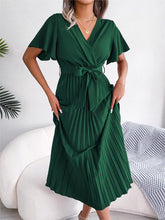 Load image into Gallery viewer, Crossover V-neck Pleated Maxi dress