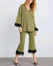 Load image into Gallery viewer, Temperament printing hit color two-piece suit