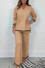 Load image into Gallery viewer, Women's V-Neck Soft Knit Border Edge Trouser Co-Ord