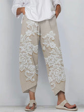 Load image into Gallery viewer, Vintage Floral Lace Embroidered Linen Blend Cropped Pants