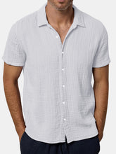 Load image into Gallery viewer, Men's Solid Color Casual And Comfortable Hidden Plaid Short-sleeved Shirt