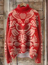 Load image into Gallery viewer, Vintage Lovely Birds Floral Art Print Knit Turtleneck Pullover Sweater