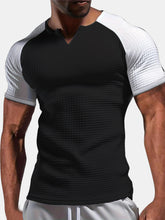 Load image into Gallery viewer, Men's Waffle Solid Color Raglan Short Sleeve T-shirt