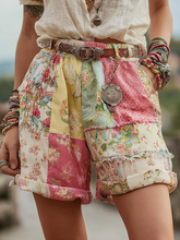 Load image into Gallery viewer, Women's Floral Patchwork Embroidered Casual Shorts