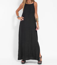 Load image into Gallery viewer, Elegant Solid Color Cotton Linen Sleeveless Long Dress